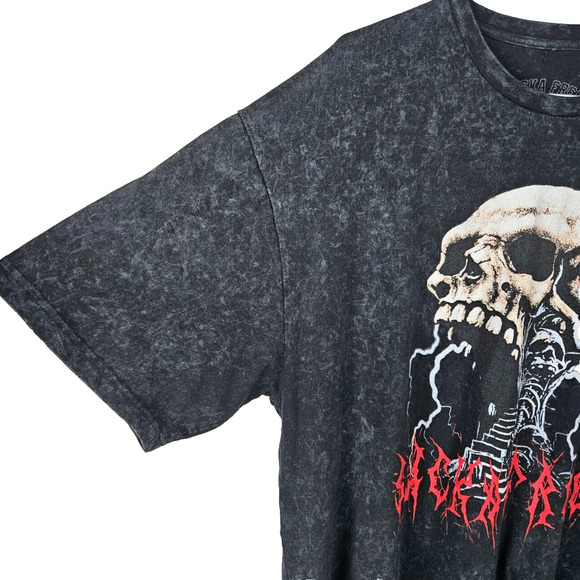 Sucka Free Skull Graphic Marbled Mens T-Shirt Size 2XL Black Grey Gothic Tee - Picture 5 of 5